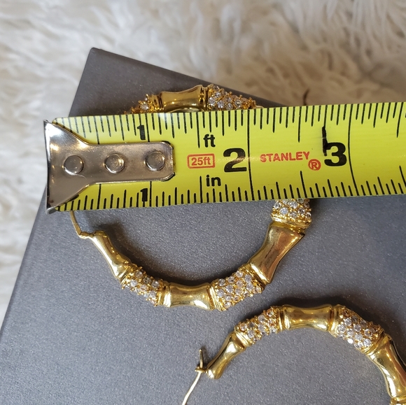 NOIR|Womens gold and rhinestone hoop earrings - Picture 5 of 6